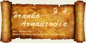 Hranko Arnautović vizit kartica